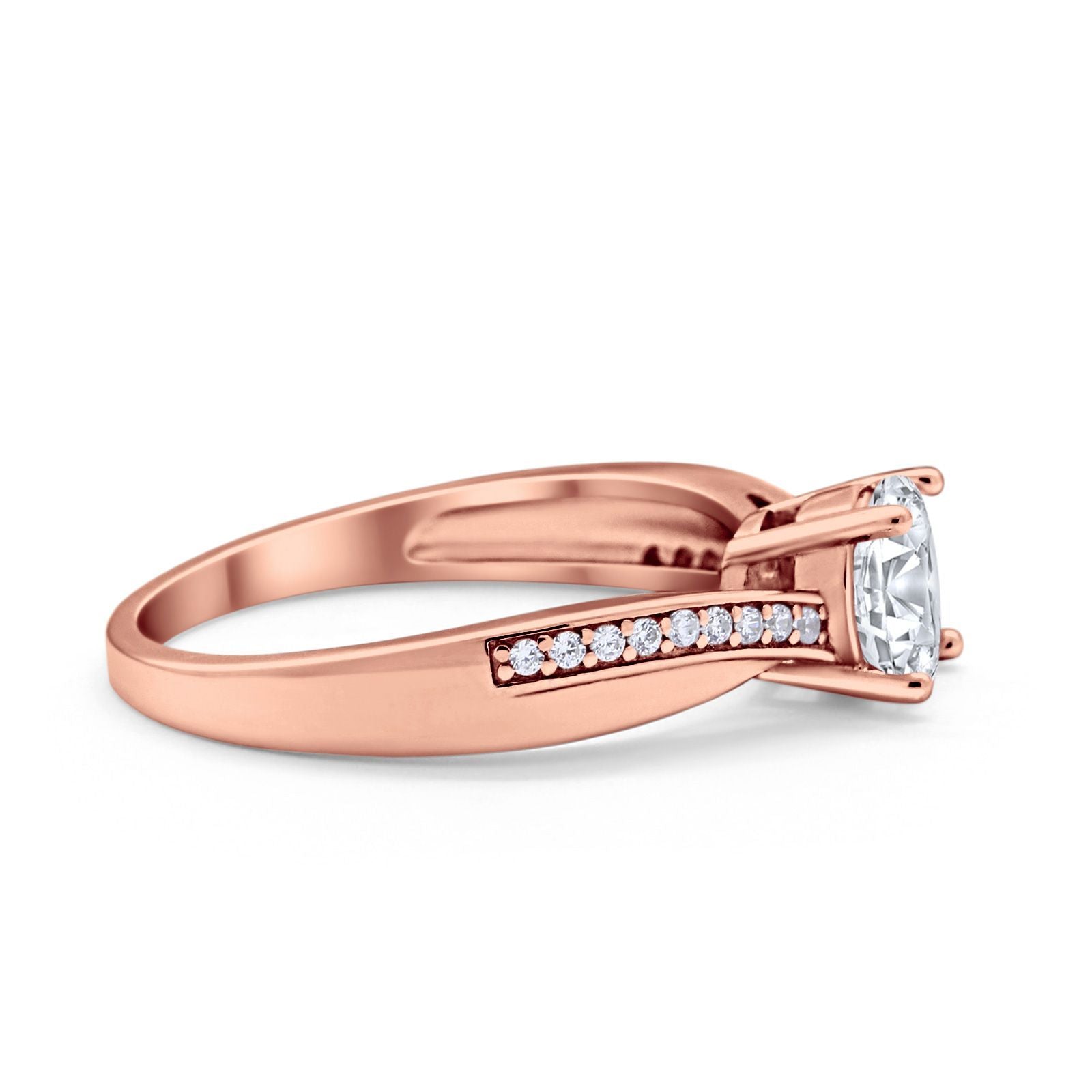 Solitaire Accent Engagement Ring Simulated Cubic Zirconia 925 Sterling Silver