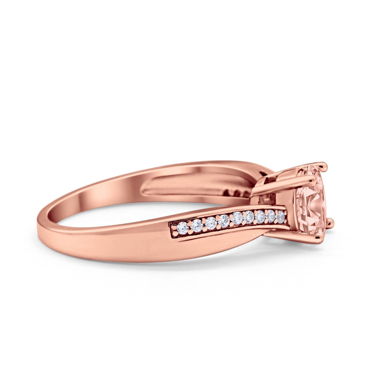 Solitaire Accent Engagement Ring Simulated Cubic Zirconia 925 Sterling Silver