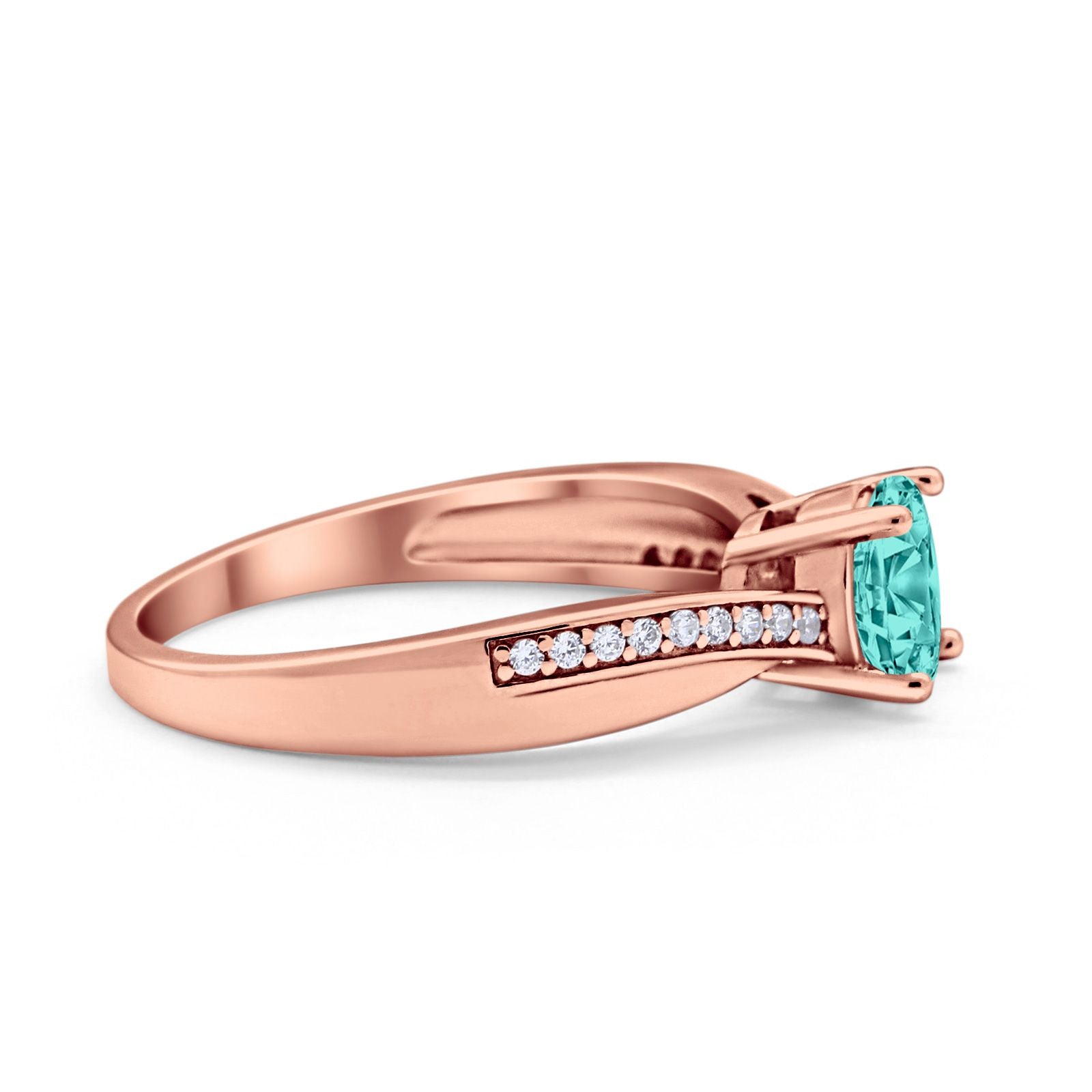 Solitaire Accent Engagement Ring Simulated Cubic Zirconia 925 Sterling Silver