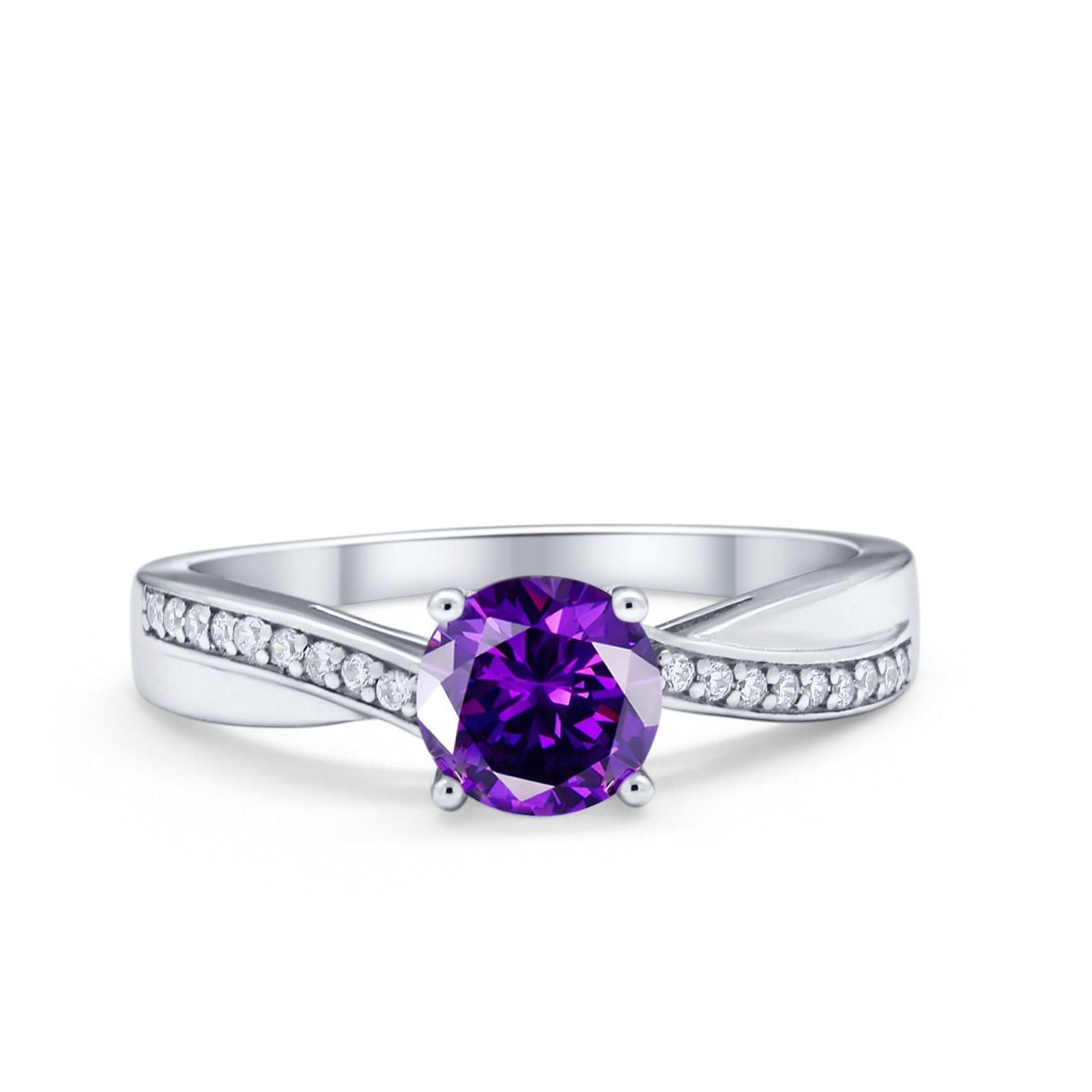 Solitaire Accent Engagement Ring Simulated Cubic Zirconia 925 Sterling Silver