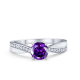 Solitaire Accent Engagement Ring Simulated Cubic Zirconia 925 Sterling Silver