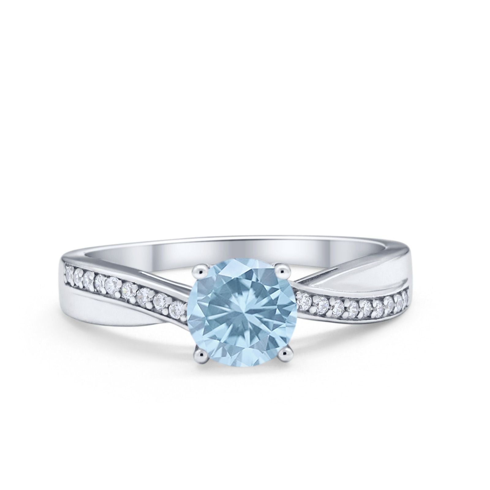 Solitaire Accent Engagement Ring Simulated Cubic Zirconia 925 Sterling Silver