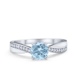 Solitaire Accent Engagement Ring Simulated Cubic Zirconia 925 Sterling Silver