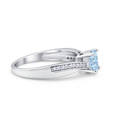 Solitaire Accent Engagement Ring Simulated Cubic Zirconia 925 Sterling Silver