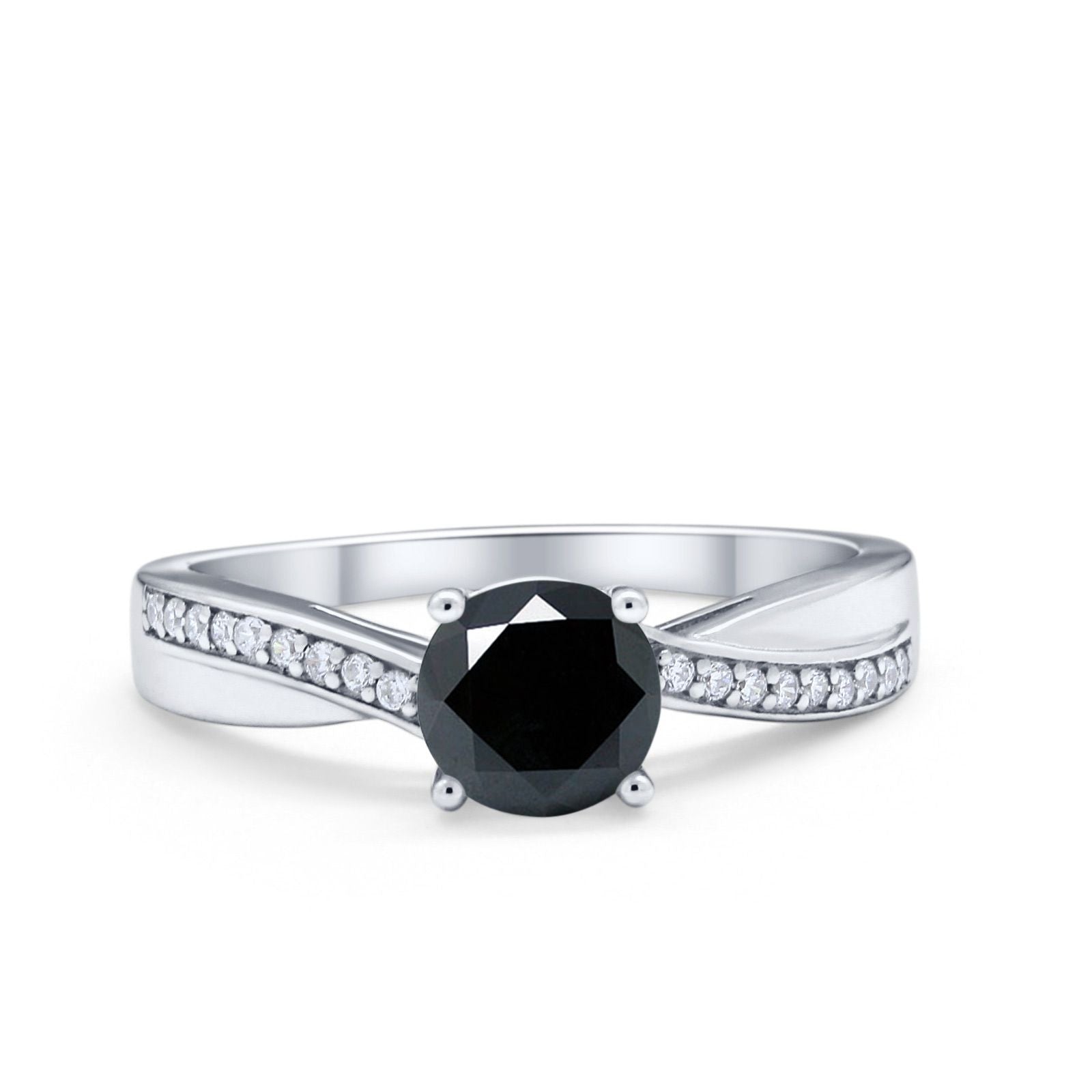 Solitaire Accent Engagement Ring Simulated Cubic Zirconia 925 Sterling Silver