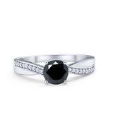 Solitaire Accent Engagement Ring Simulated Cubic Zirconia 925 Sterling Silver