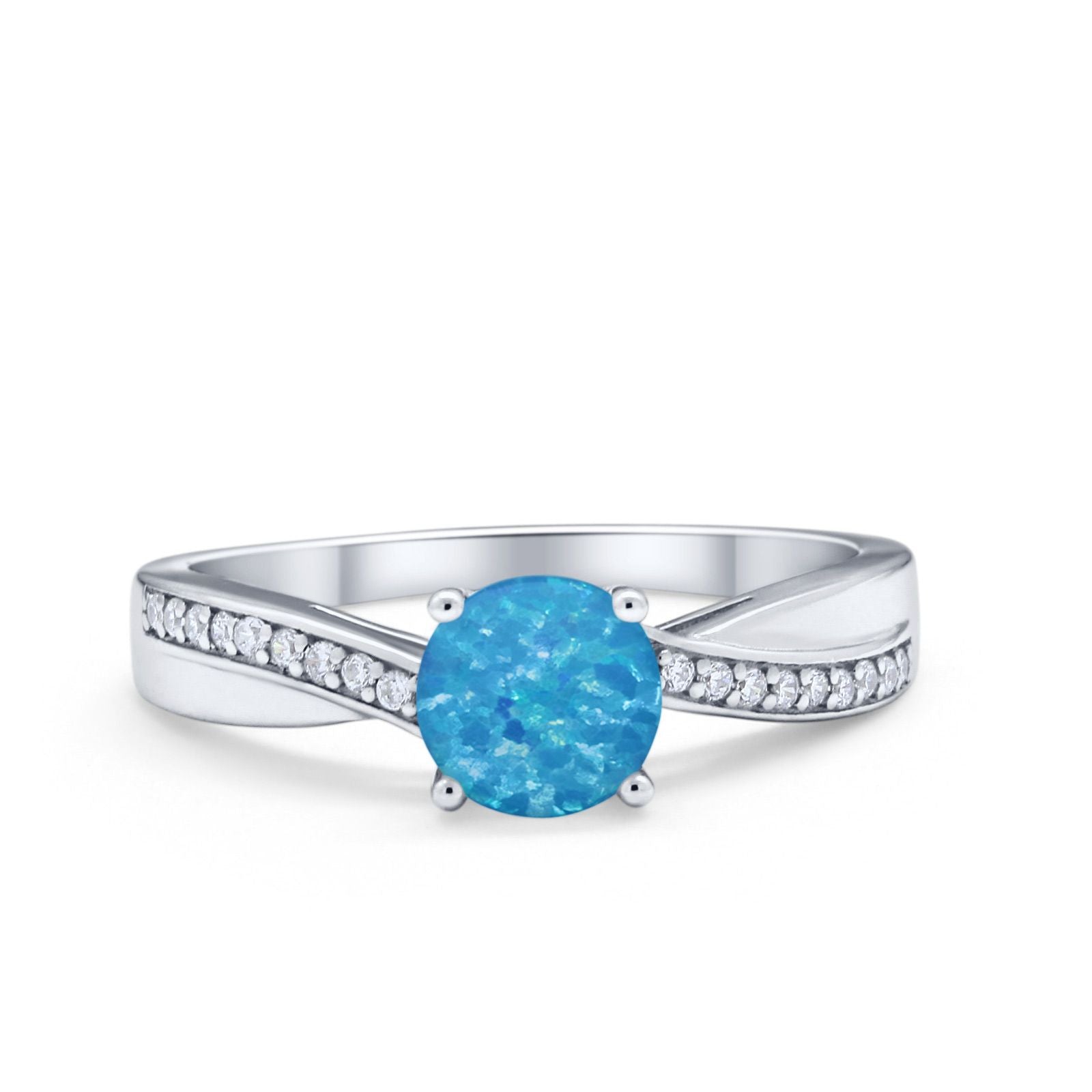 Solitaire Accent Engagement Ring Simulated Cubic Zirconia 925 Sterling Silver