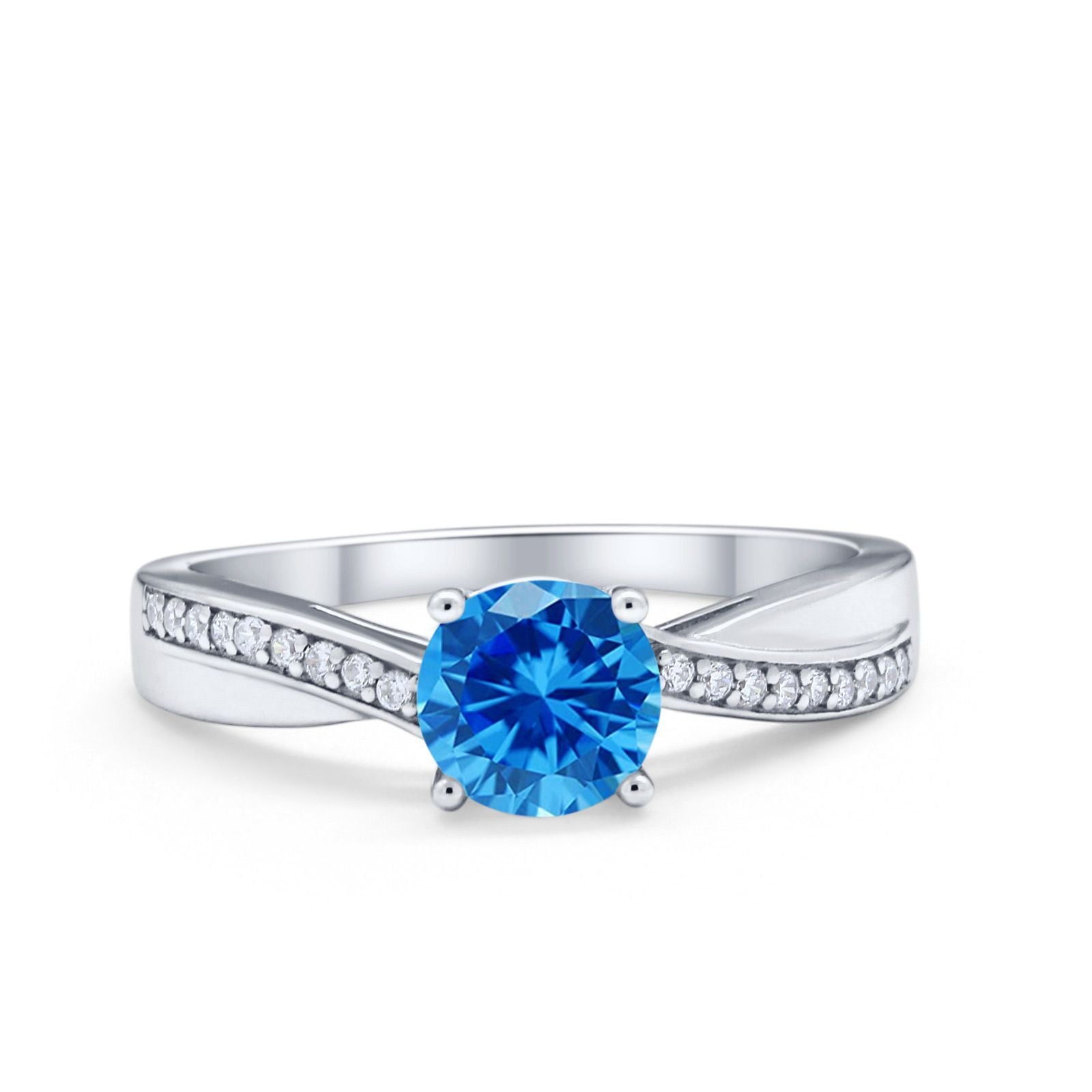 Solitaire Accent Engagement Ring Simulated Cubic Zirconia 925 Sterling Silver