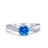 Solitaire Accent Engagement Ring Simulated Cubic Zirconia 925 Sterling Silver