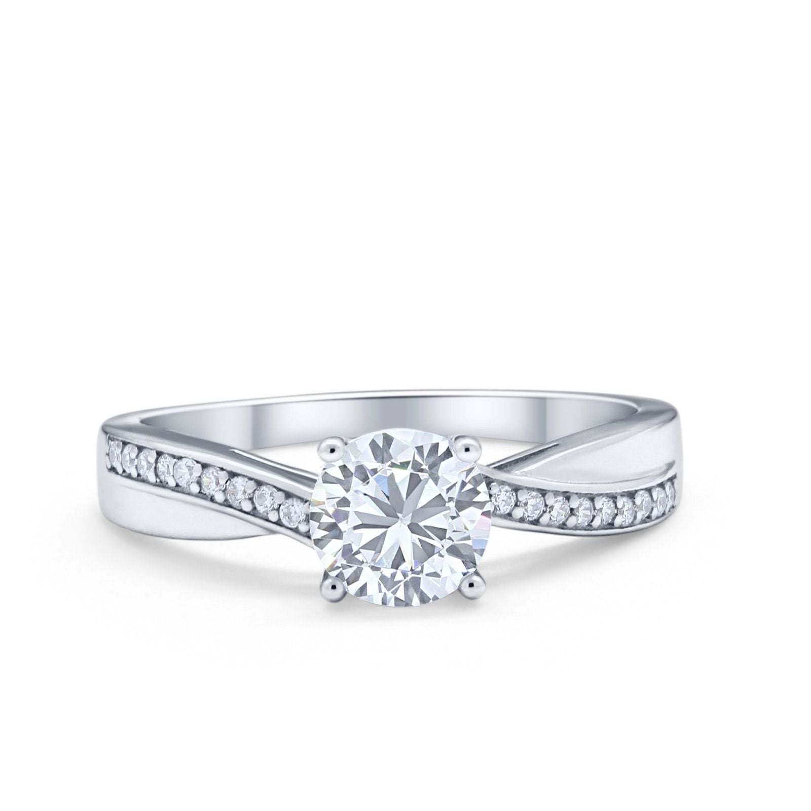 Solitaire Accent Engagement Ring Simulated Cubic Zirconia 925 Sterling Silver