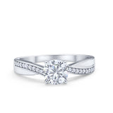 Solitaire Accent Engagement Ring Simulated Cubic Zirconia 925 Sterling Silver