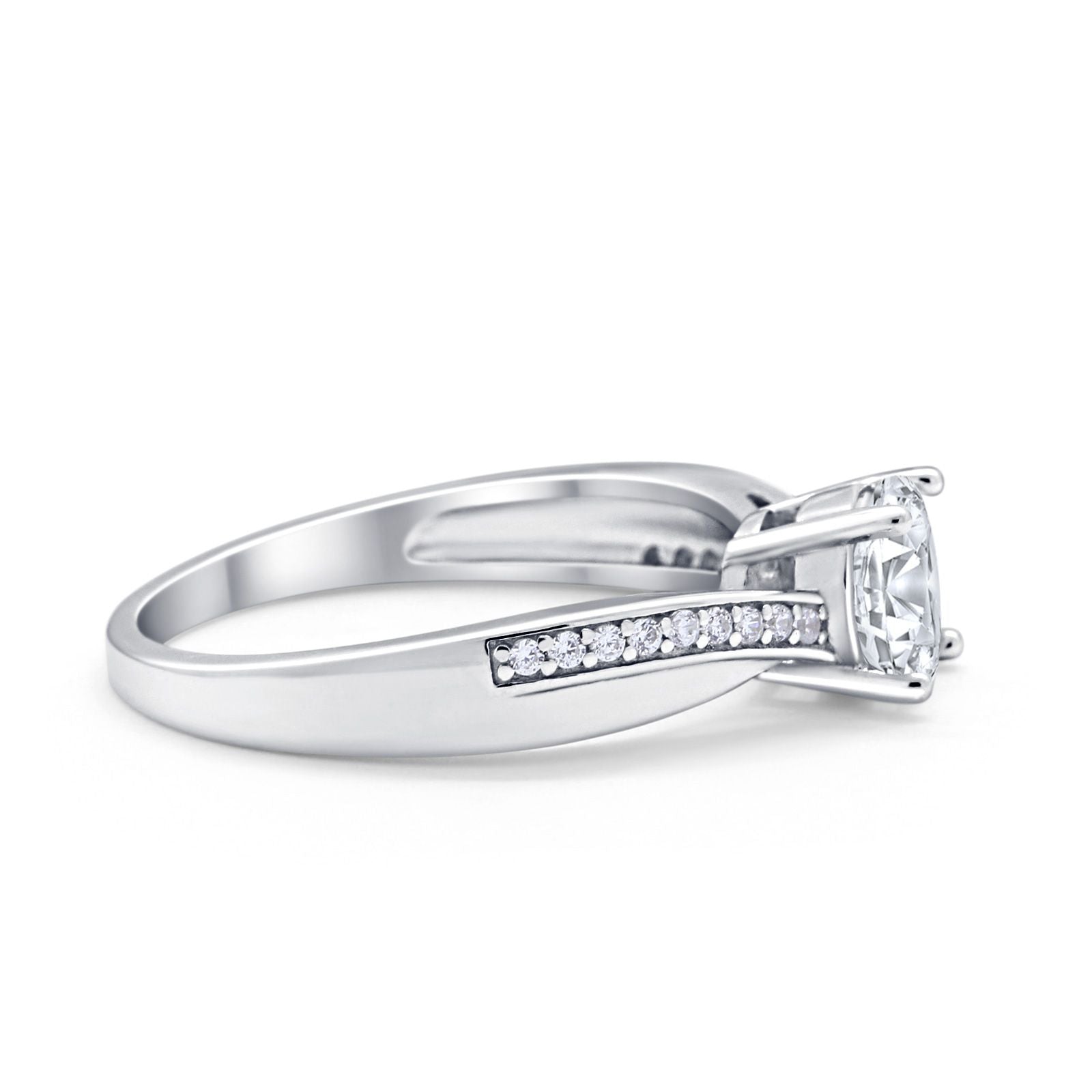 Solitaire Accent Engagement Ring Simulated Cubic Zirconia 925 Sterling Silver