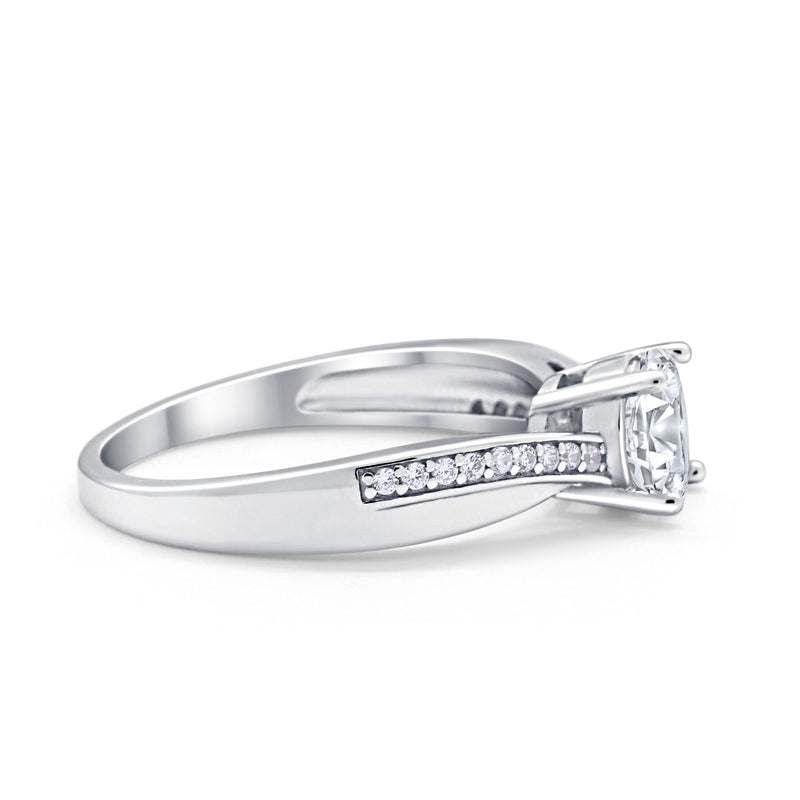 Solitaire Accent Engagement Ring Simulated Cubic Zirconia 925 Sterling Silver