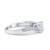 Solitaire Accent Engagement Ring Simulated Cubic Zirconia 925 Sterling Silver