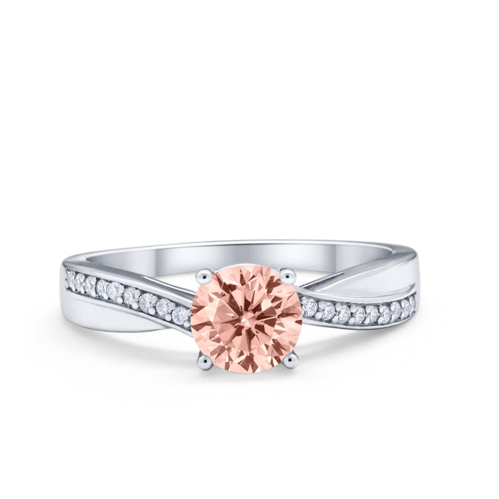 Solitaire Accent Engagement Ring Simulated Cubic Zirconia 925 Sterling Silver