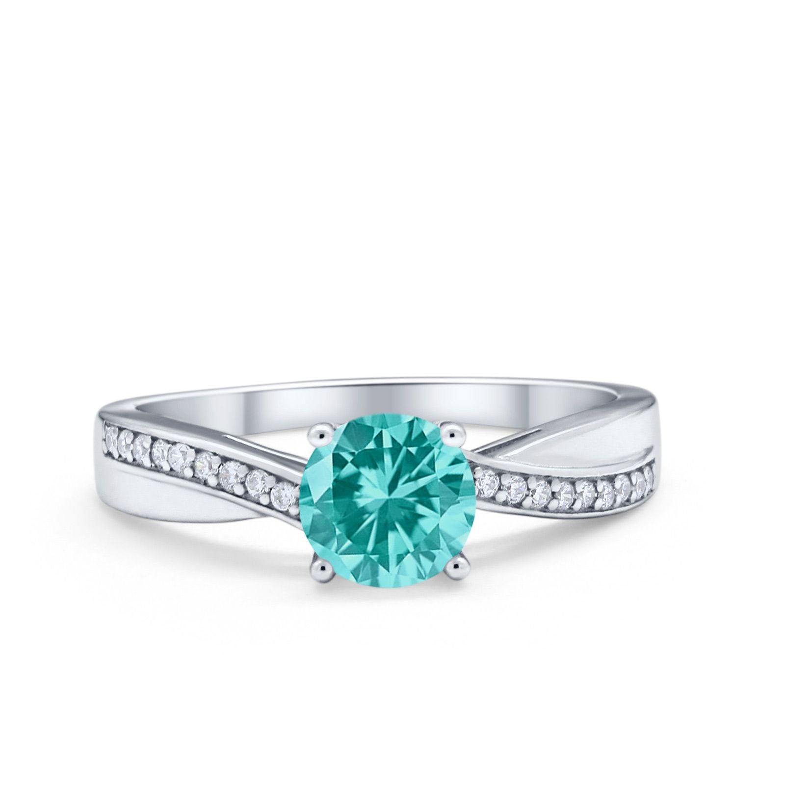 Solitaire Accent Engagement Ring Simulated Cubic Zirconia 925 Sterling Silver