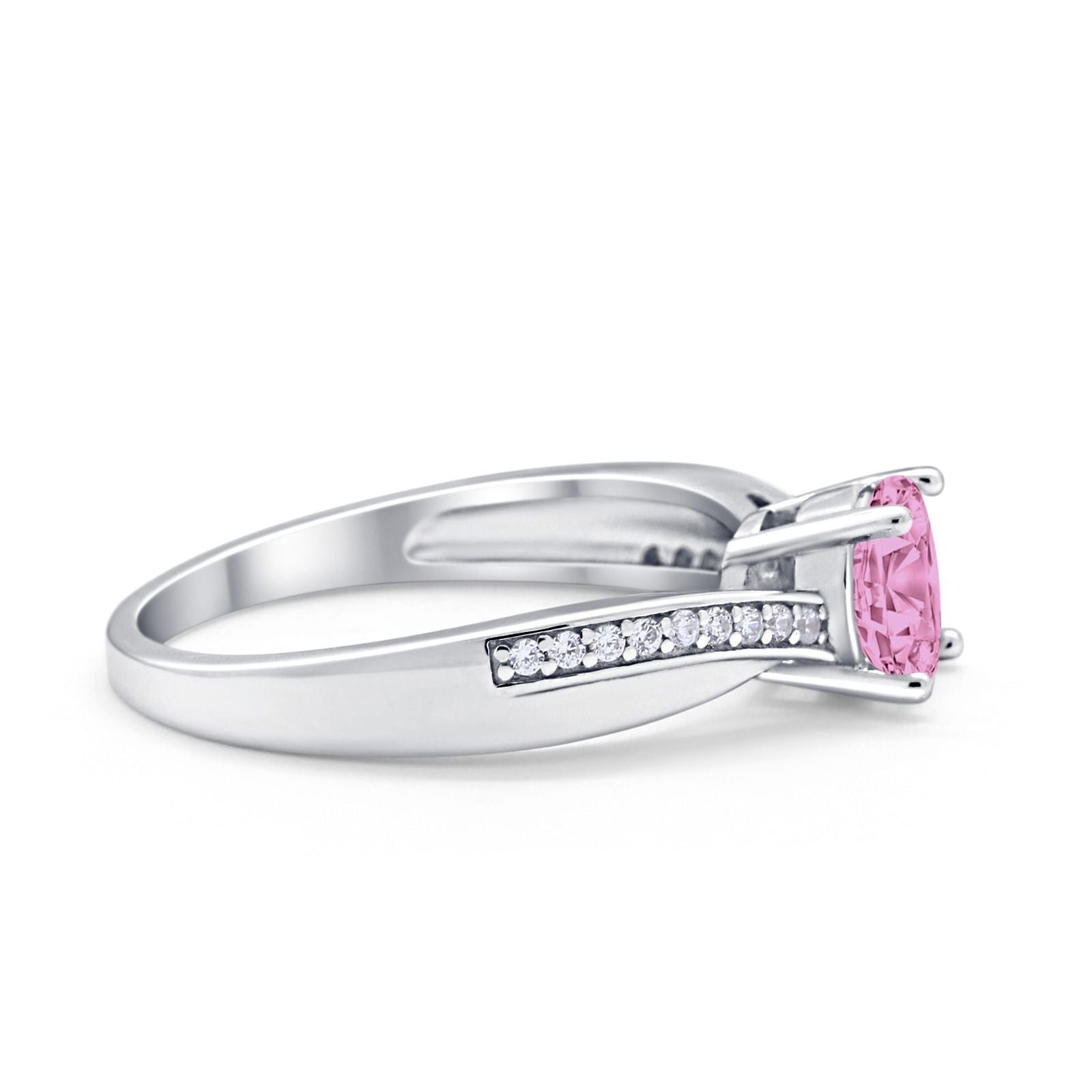 Solitaire Accent Engagement Ring Simulated Cubic Zirconia 925 Sterling Silver