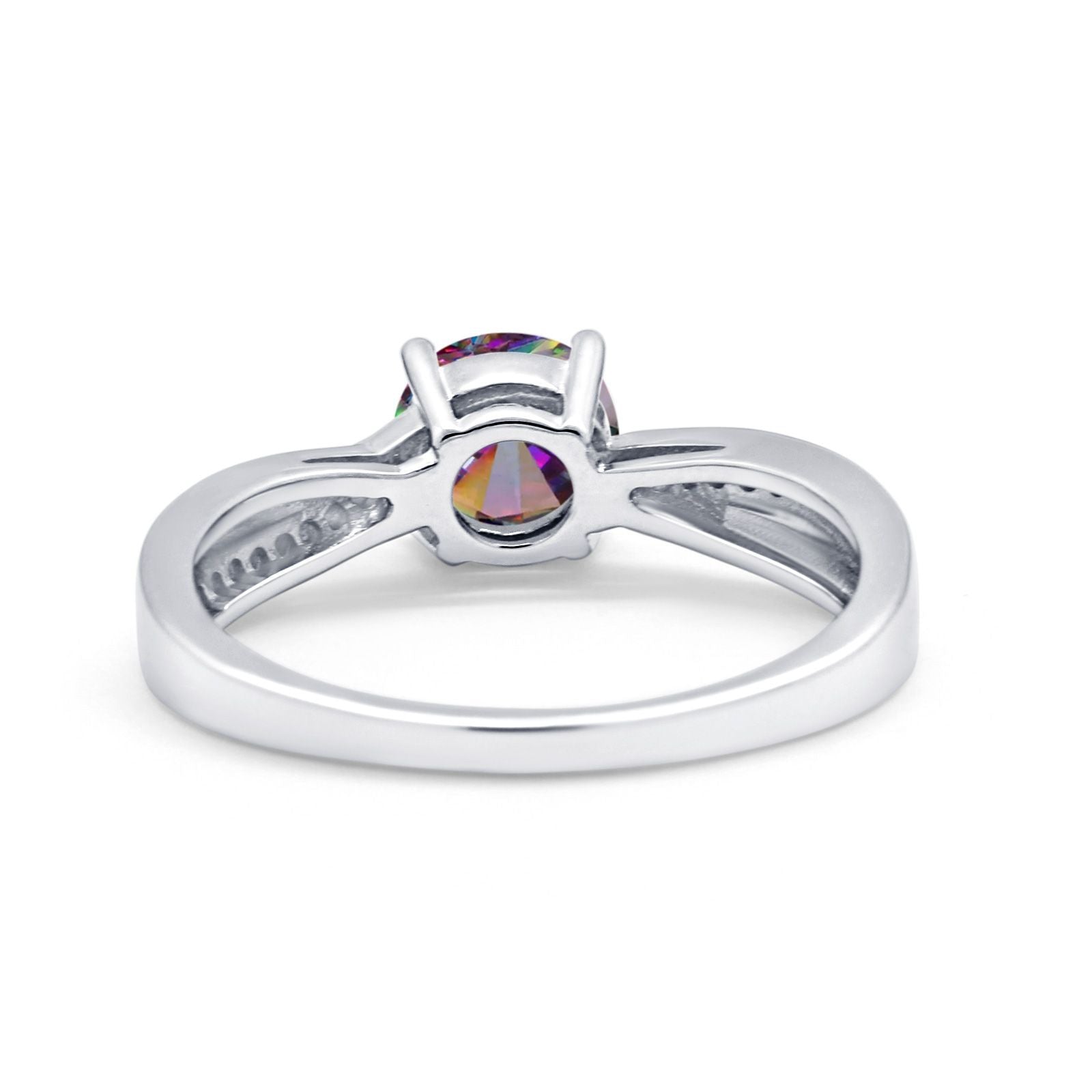 Solitaire Accent Engagement Ring Simulated Cubic Zirconia 925 Sterling Silver