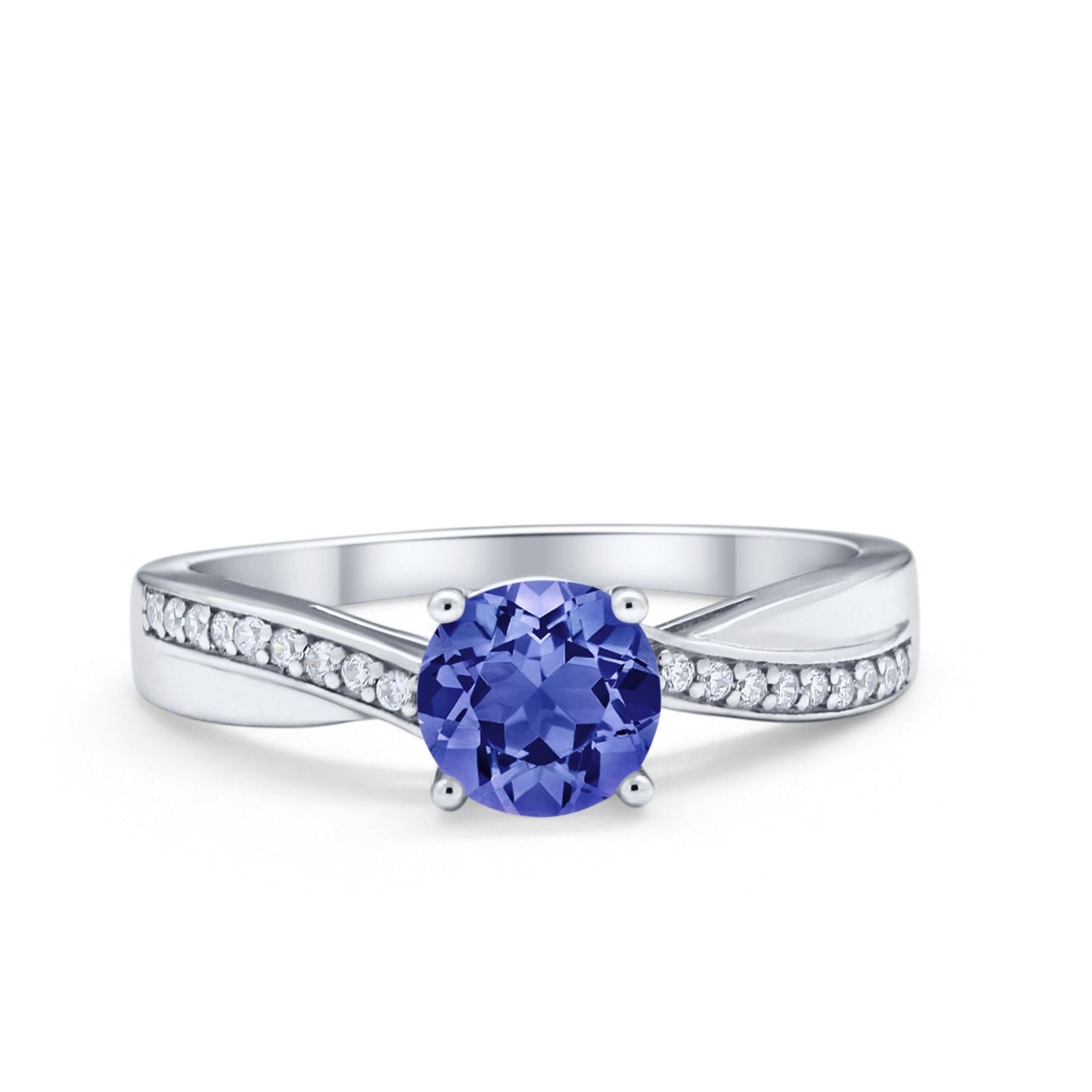 Solitaire Accent Engagement Ring Simulated Cubic Zirconia 925 Sterling Silver