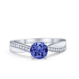 Solitaire Accent Engagement Ring Simulated Cubic Zirconia 925 Sterling Silver