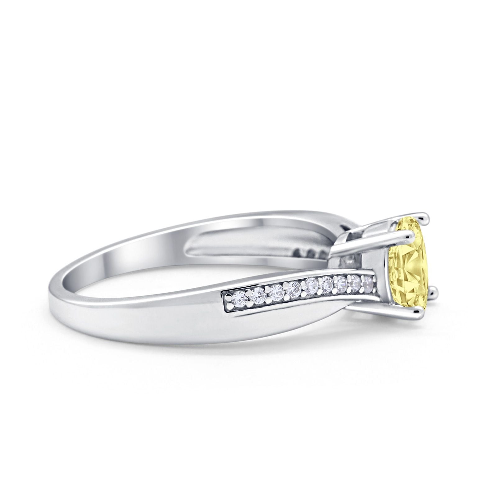 Solitaire Accent Engagement Ring Simulated Cubic Zirconia 925 Sterling Silver