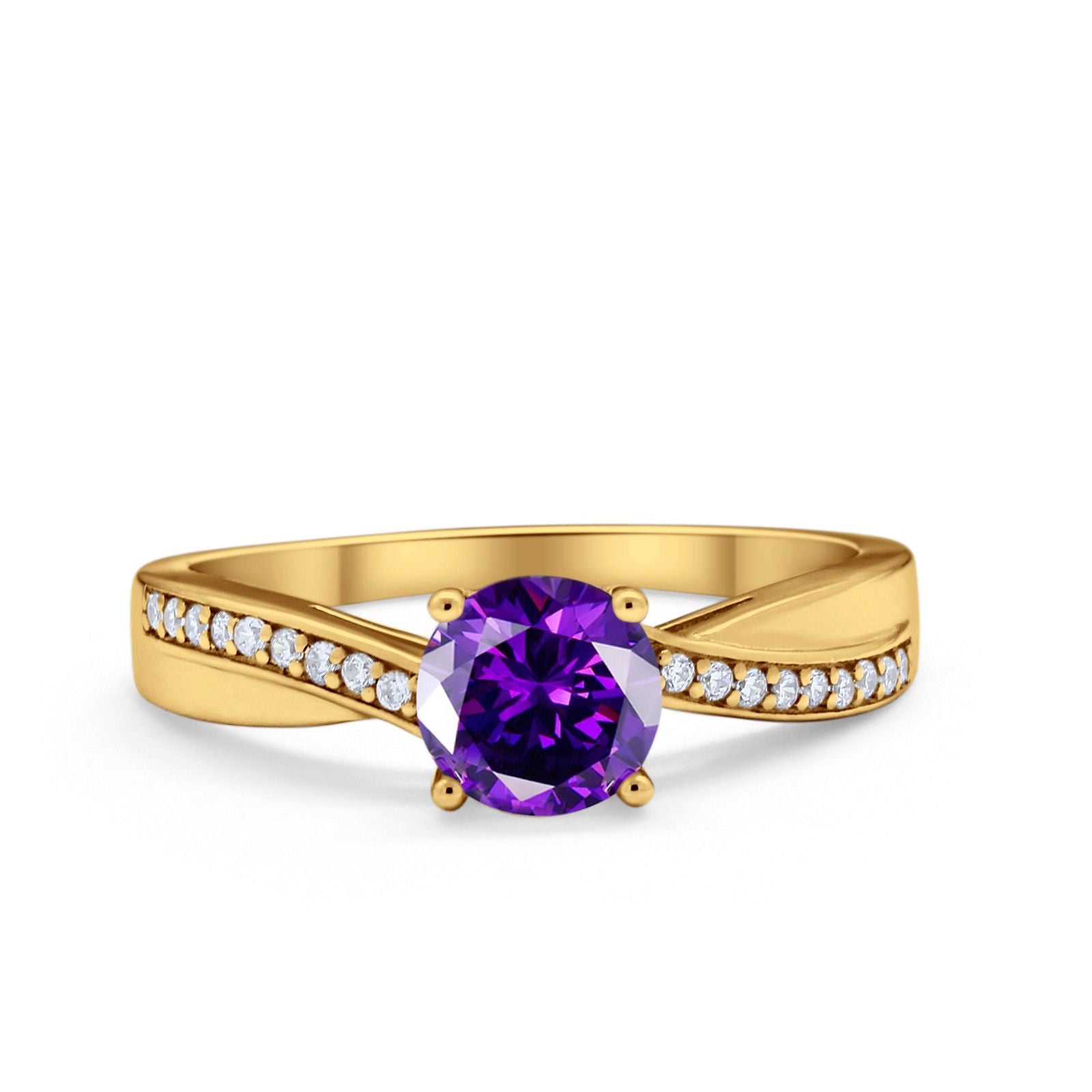 Solitaire Accent Engagement Ring Simulated Cubic Zirconia 925 Sterling Silver