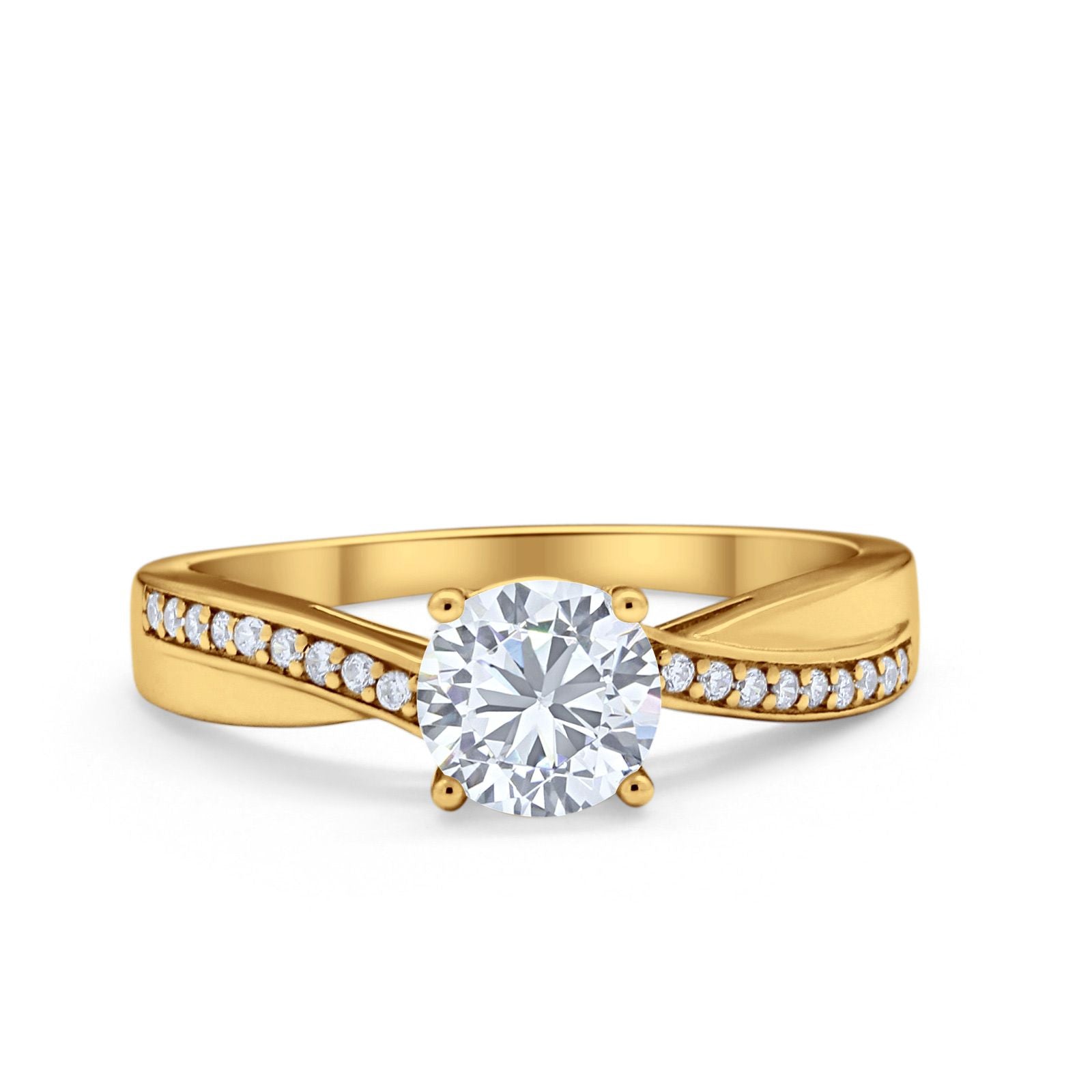 Solitaire Accent Engagement Ring Simulated Cubic Zirconia 925 Sterling Silver