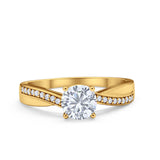 Solitaire Accent Engagement Ring Simulated Cubic Zirconia 925 Sterling Silver