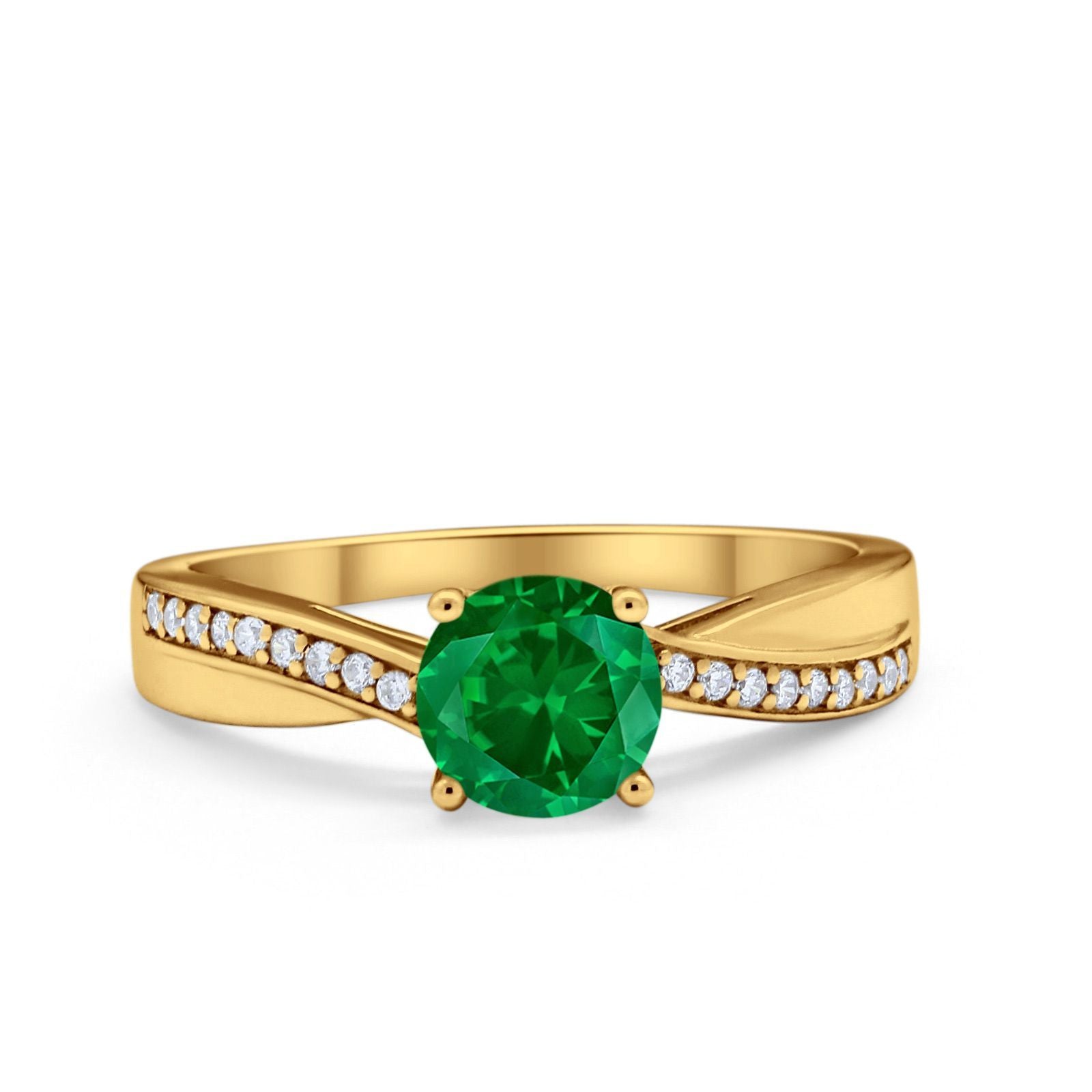 Solitaire Accent Engagement Ring Simulated Cubic Zirconia 925 Sterling Silver