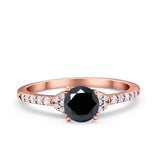 Art Deco Wedding Bridal Ring Round Simulated Cubic Zirconia 925 Sterling Silver