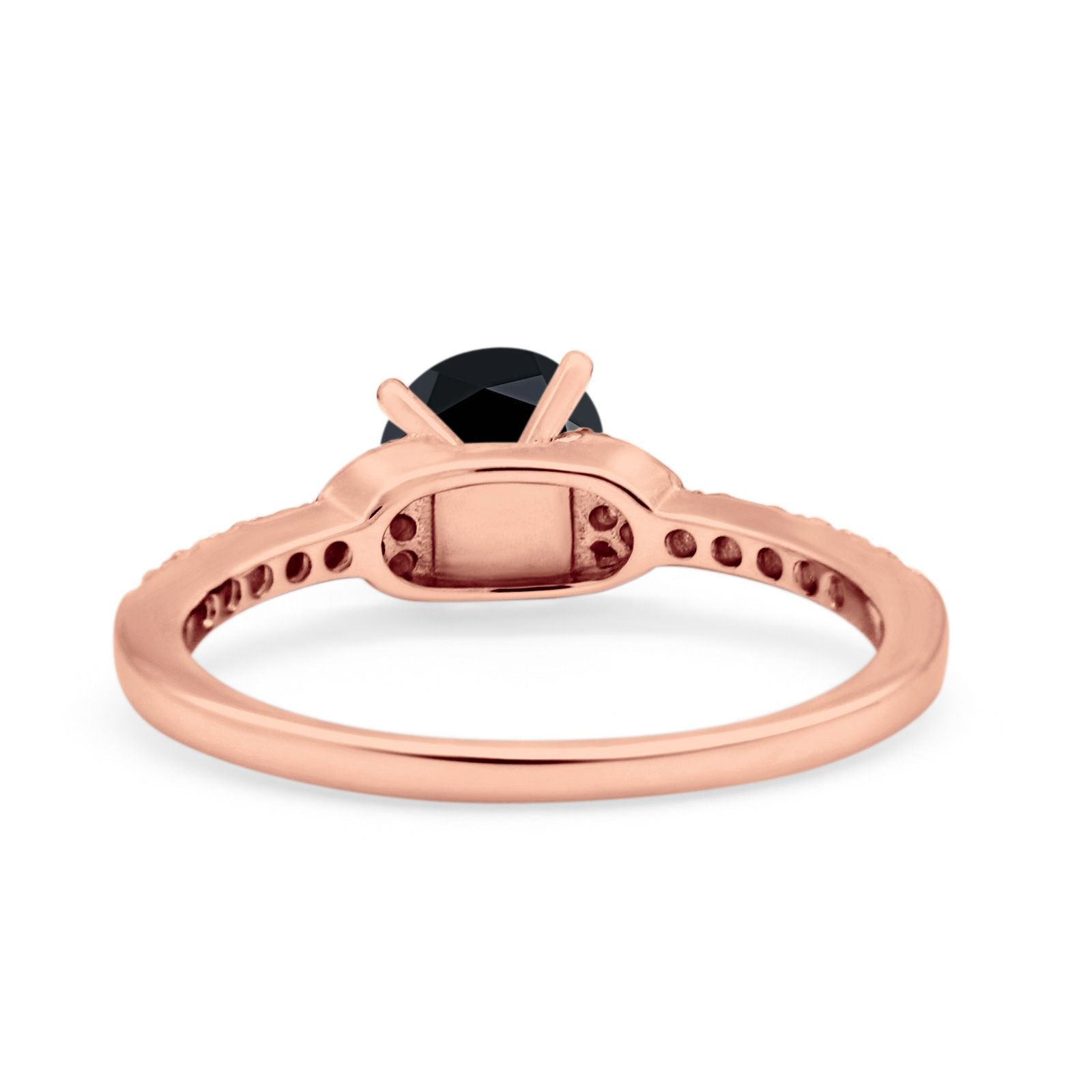 Art Deco Wedding Bridal Ring Round Simulated Cubic Zirconia 925 Sterling Silver