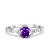 Art Deco Wedding Bridal Ring Round Simulated Cubic Zirconia 925 Sterling Silver