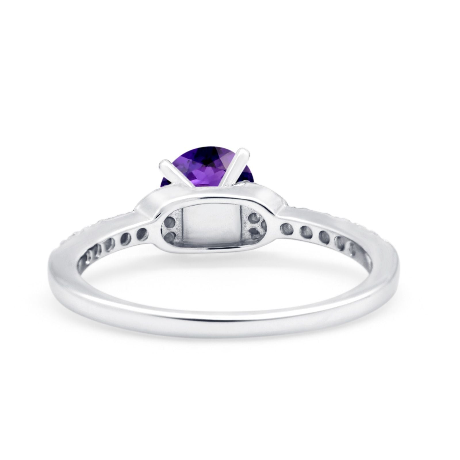 Art Deco Wedding Bridal Ring Round Simulated Cubic Zirconia 925 Sterling Silver