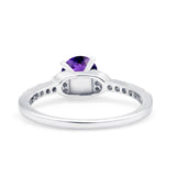 Art Deco Wedding Bridal Ring Round Simulated Cubic Zirconia 925 Sterling Silver