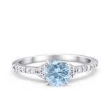 Art Deco Wedding Bridal Ring Round Simulated Cubic Zirconia 925 Sterling Silver