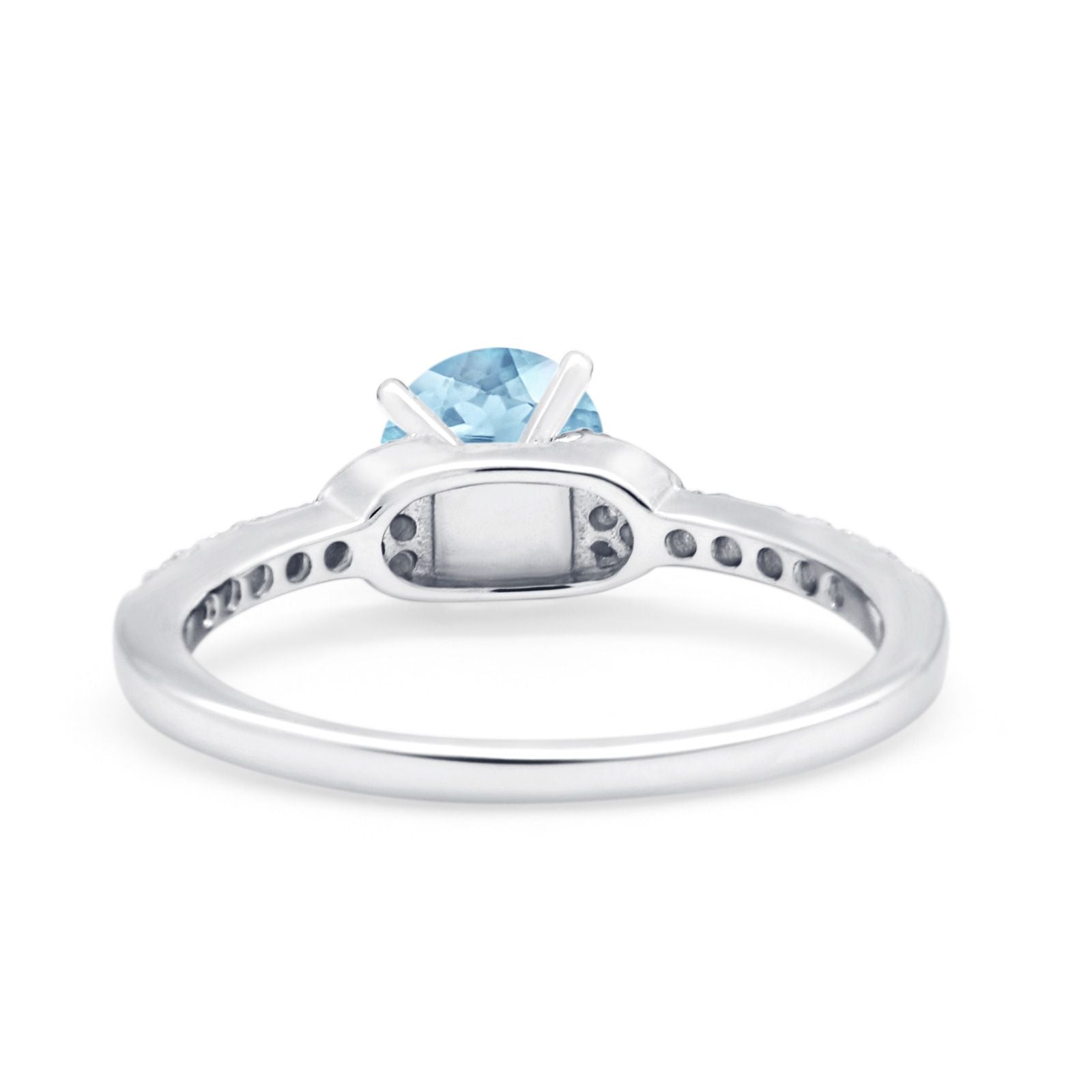 Art Deco Wedding Bridal Ring Round Simulated Cubic Zirconia 925 Sterling Silver