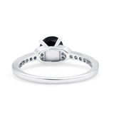 Art Deco Wedding Bridal Ring Round Simulated Cubic Zirconia 925 Sterling Silver