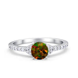 Art Deco Wedding Bridal Ring Round Simulated Cubic Zirconia 925 Sterling Silver