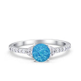 Art Deco Wedding Bridal Ring Round Simulated Cubic Zirconia 925 Sterling Silver