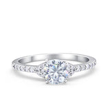 Art Deco Wedding Bridal Ring Round Simulated Cubic Zirconia 925 Sterling Silver