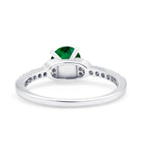 Art Deco Wedding Bridal Ring Round Simulated Cubic Zirconia 925 Sterling Silver