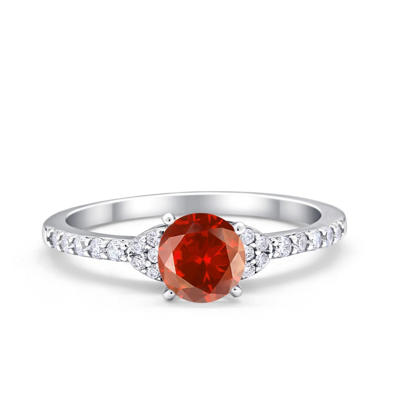 Art Deco Wedding Bridal Ring Round Simulated Cubic Zirconia 925 Sterling Silver