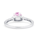 Art Deco Wedding Bridal Ring Round Simulated Cubic Zirconia 925 Sterling Silver