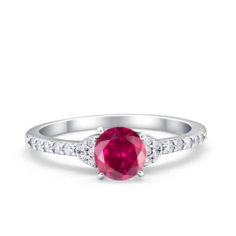 Art Deco Wedding Bridal Ring Round Simulated Cubic Zirconia 925 Sterling Silver