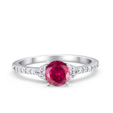 Art Deco Wedding Bridal Ring Round Simulated Cubic Zirconia 925 Sterling Silver