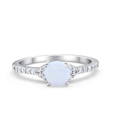 Art Deco Wedding Bridal Ring Round Simulated Cubic Zirconia 925 Sterling Silver