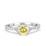 Art Deco Wedding Bridal Ring Round Simulated Cubic Zirconia 925 Sterling Silver