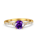 Art Deco Wedding Bridal Ring Round Simulated Cubic Zirconia 925 Sterling Silver