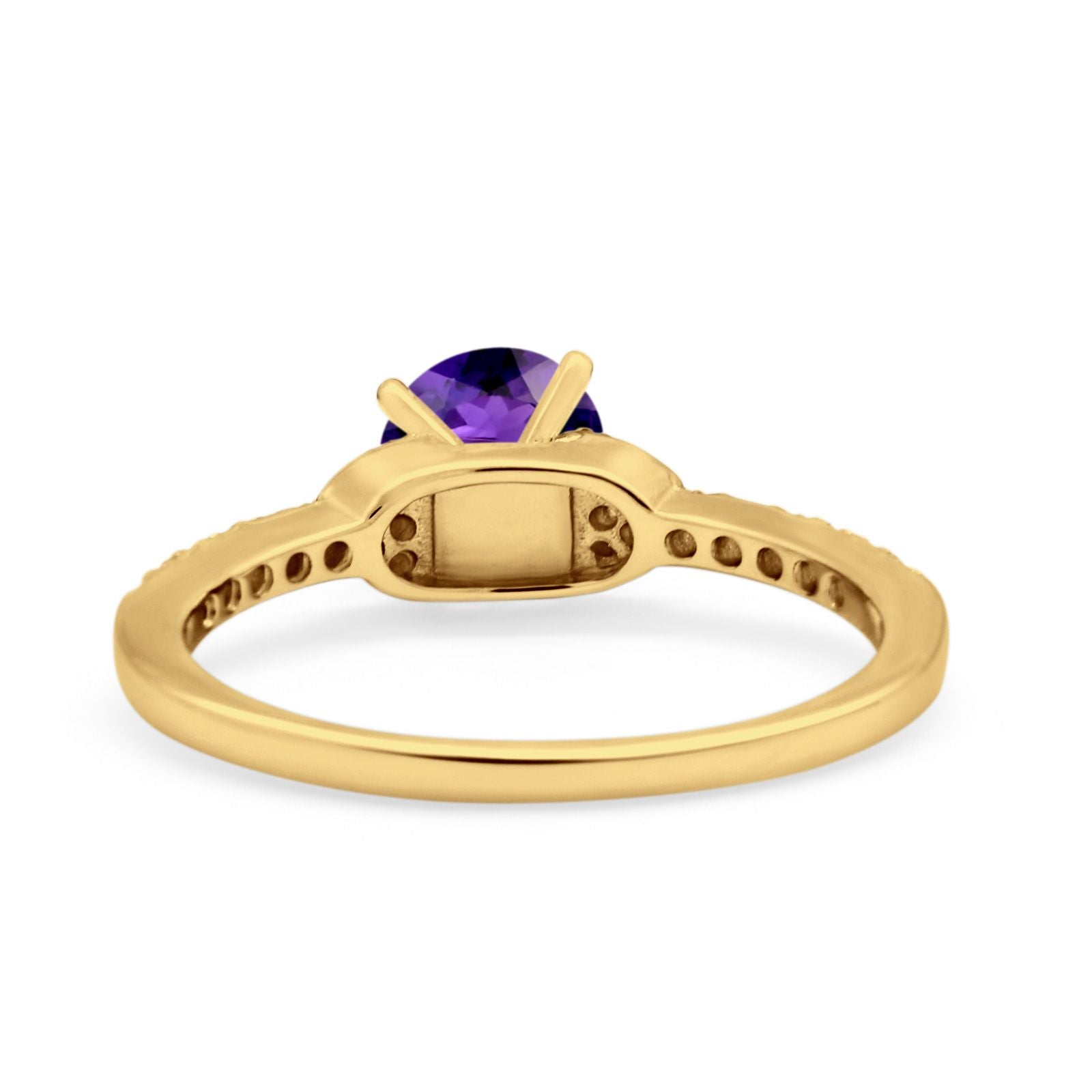 Art Deco Wedding Bridal Ring Round Simulated Cubic Zirconia 925 Sterling Silver