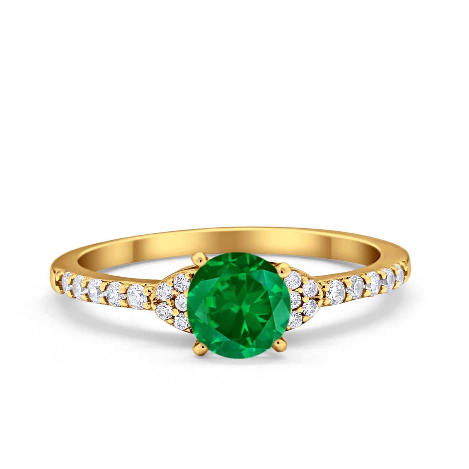 Art Deco Wedding Bridal Ring Round Simulated Cubic Zirconia 925 Sterling Silver